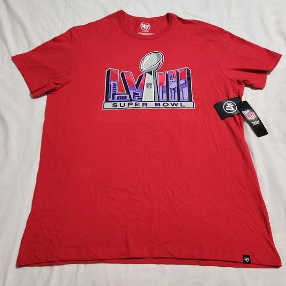 New Super Bowl LVIII Red '47 Brand T-Shirt NFL Las Vegas XL NWT - Picture 1 of 6